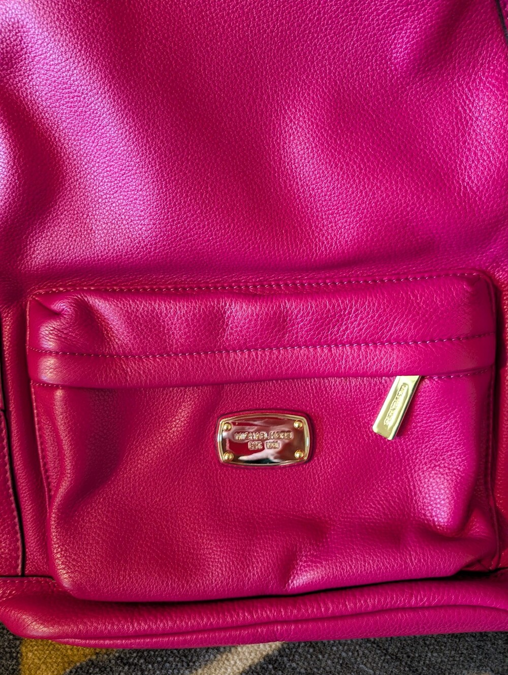 Sale NWOT Michael Kors Dragonfruit Magenta Leather Backpack Pebbled So Soft Rare - Picture 3 of 7